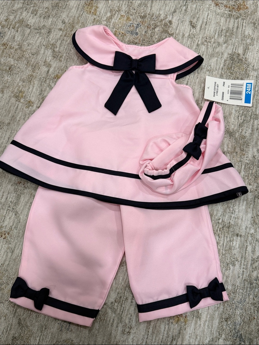 Rare Editions girl 24mo sailor pink outfit 3 piece